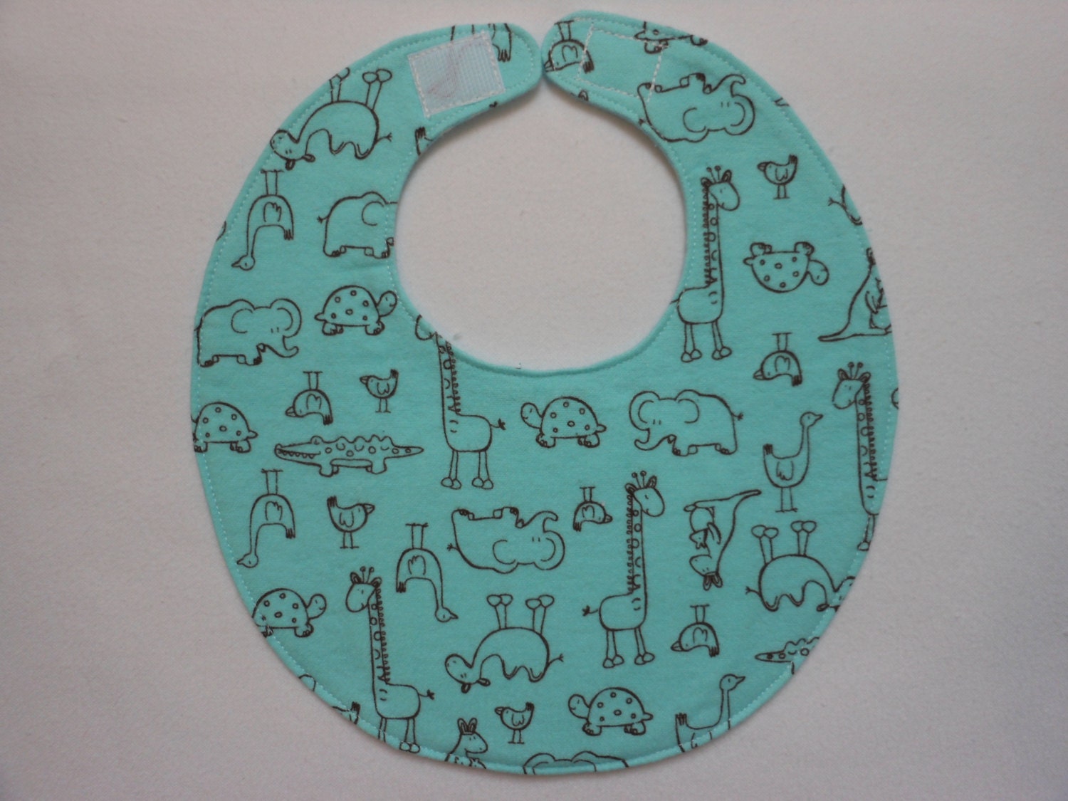 Baby Bibs, four soft layers, reversible, blue with the cutest critters