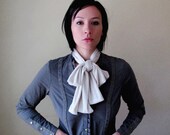 Ivory Neck Bow - Womens ascot - Head scarf, Hair wrap, Headband, Hair accessory - Ribbed Off white sweater Scarf