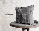 Fathers day sale BAILEY // Dark Grey // 021 // Luckycann // Handmade // Canvas Bag // Sale
