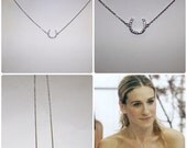 Sterling Silver Horseshoe Necklace - Celebrity Inspired - Sarah Jessica Parker - SJP