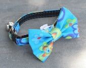 Cat Collar with Bow Tie - Blue Hawaii