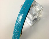 Hair Barrett - French Barrette - Fused Glass Barrett - Blue Silver Dichroic Glass Barrette - 72