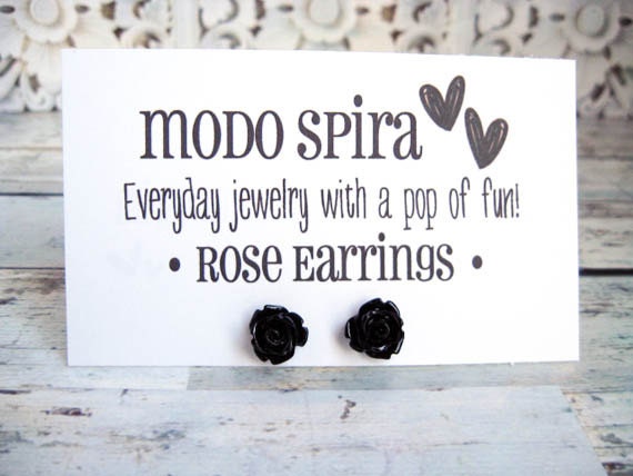 Black Rose Earrings