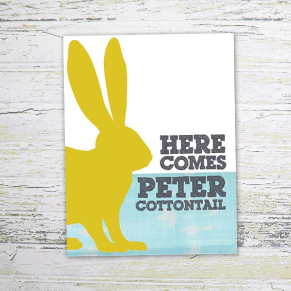 Easter Card - Easter Bunny Card - Here Comes Peter Cottontail card - 4.25 x 5.5 folded greeting card