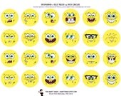 Spongebob 1.5 Inch Circle Birthday Cupcake Toppers - Stickers - Tags: Digital pdf File YOU PRINT Il_170x135