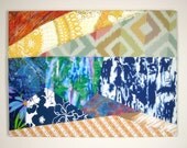 OCEAN WALL HANGING - fabric wall art, 18x24, fabric wall hanging, vintage fabric, abstract landscape, ocean landscape, geometric pattern