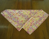 Mid Century Modern Vintage Tablecloth Birds and Flowers Scenery