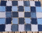 Upcycled Denim and Fleece Rag Patchwork Quilt