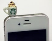 Kawaii STARBUCKS FRAPPUCCINO Iphone Earphone Plug/Dust Plug - Cellphone Headphone Handmade Decorations