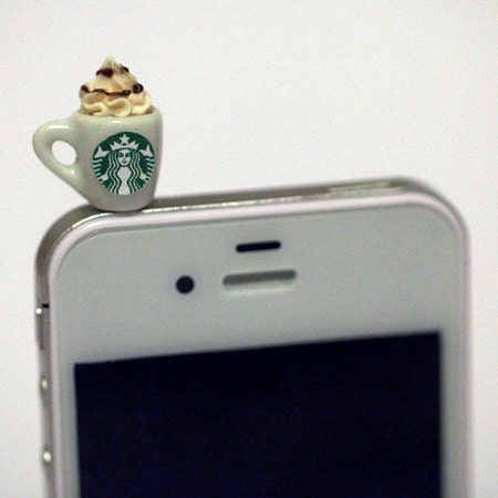 Kawaii STARBUCKS FRAPPUCCINO Iphone Earphone Plug/Dust Plug - Cellphone Headphone Handmade Decorations