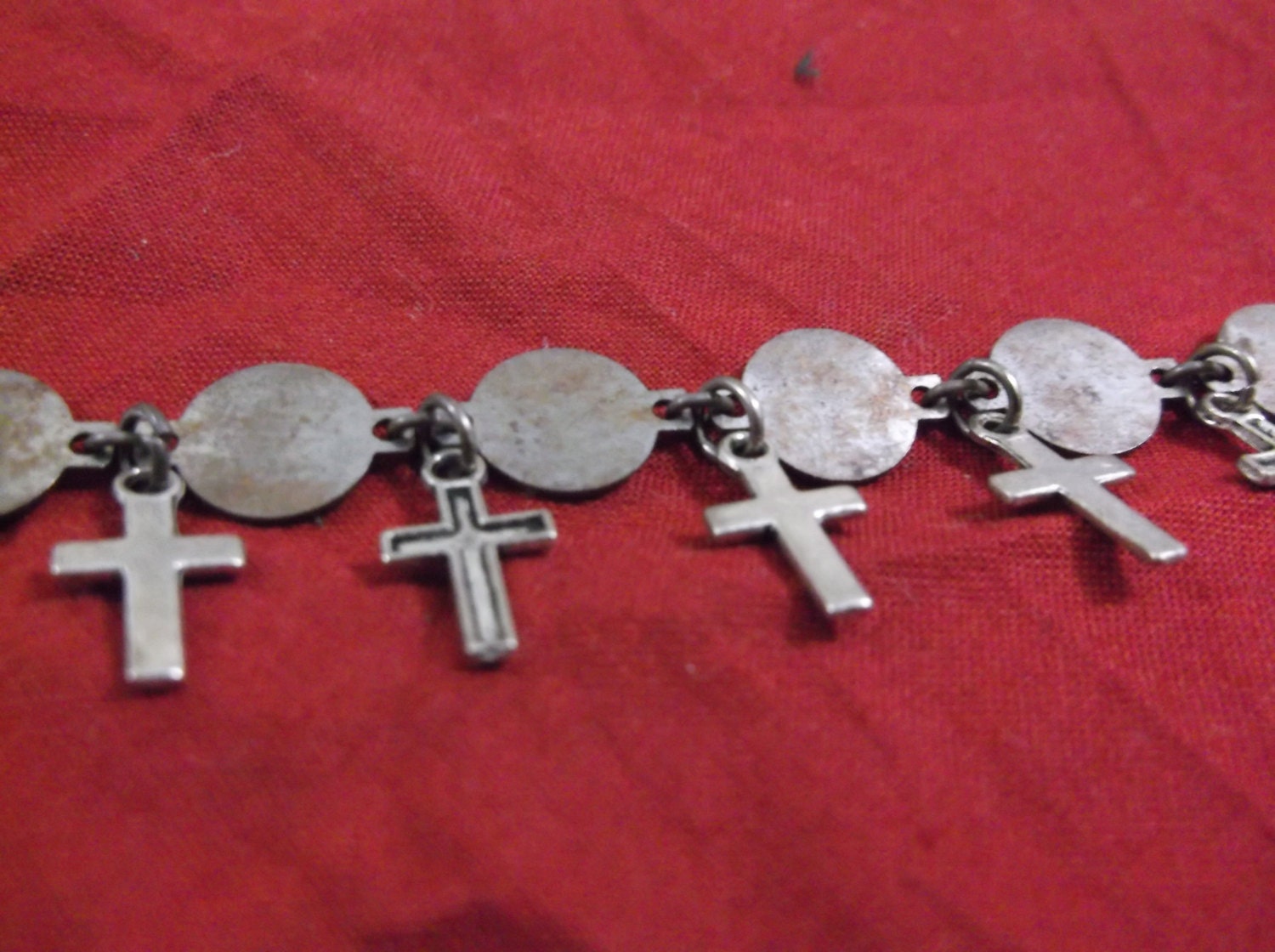 Gothic cross and disc anklet or bracelet
