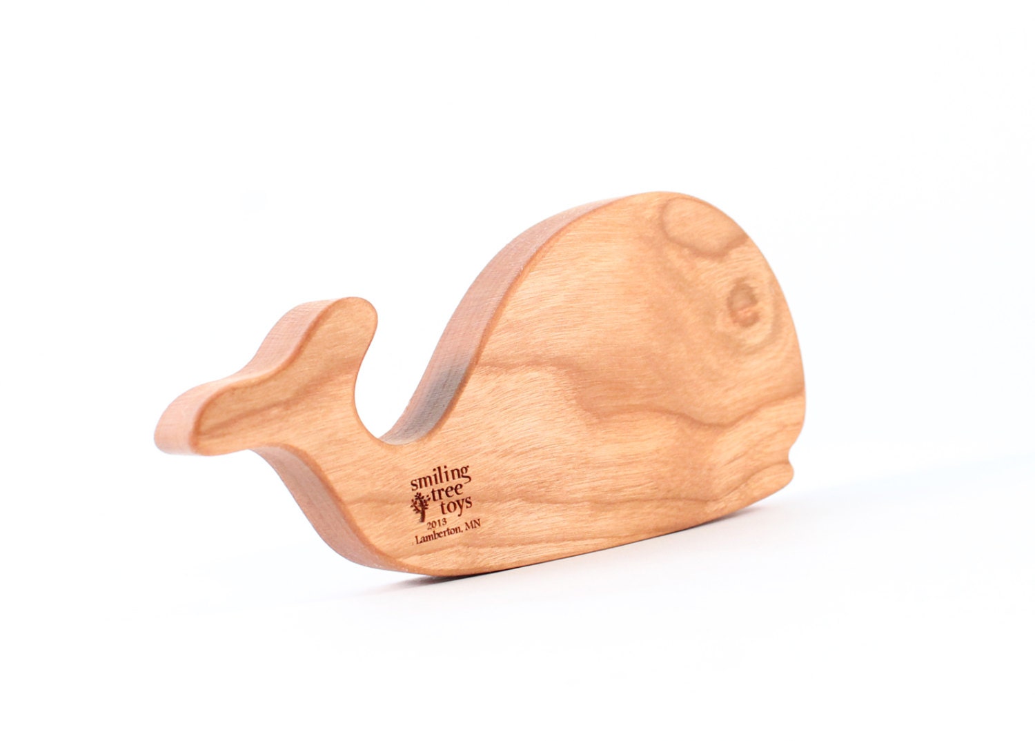 wooden whale RATTLE for baby - an organic teether safe toy, ocean-themed gift with homegrown organic finish