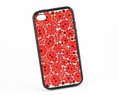 Floral iPhone 4 Case, Art Deco iPhone 4S, Vintage Floral Print, Protective Silicone Rubber iPhone Case