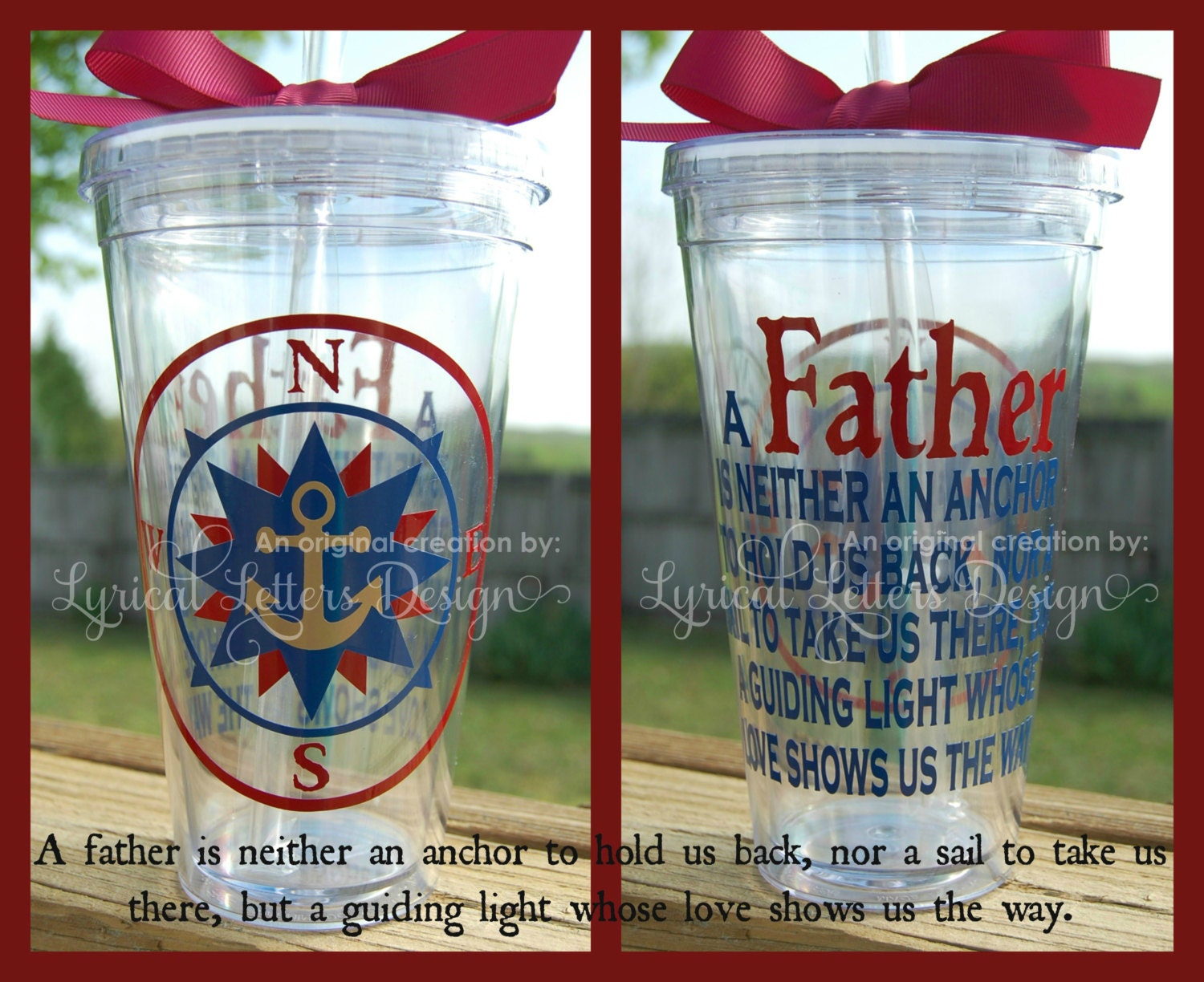 Compass and Anchor Father Tumbler - 16oz personalized acrylic - Father's Day