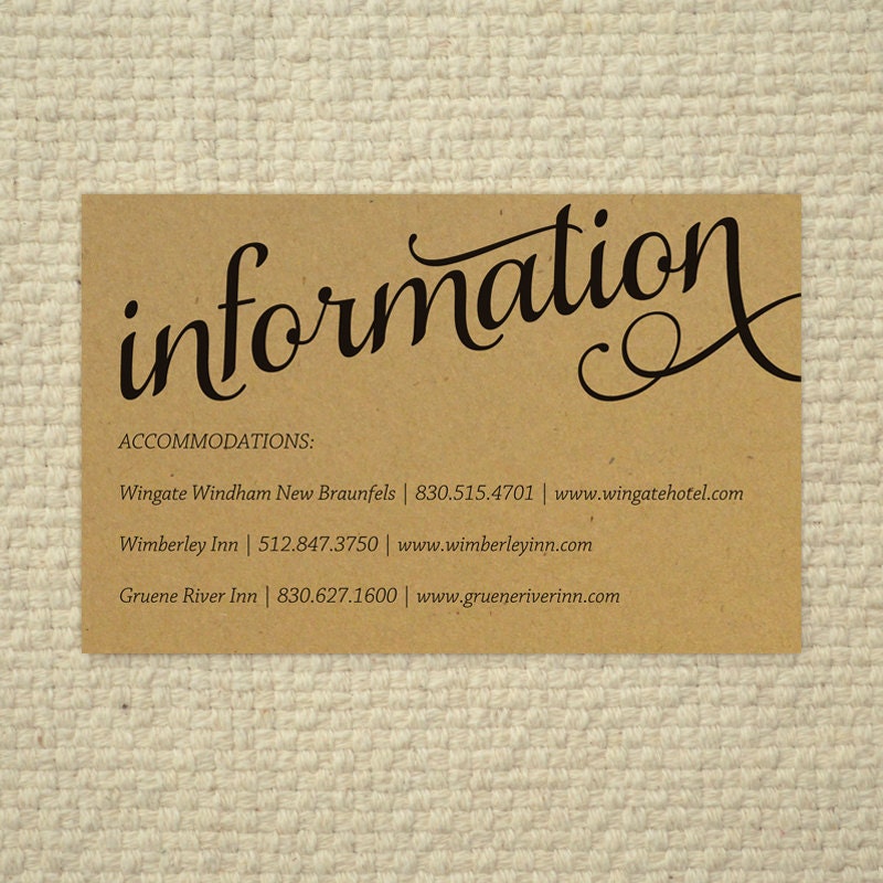 DIY Kraft Paper Wedding Enclosure / Info Card - Love and Cherish Script - Printable Template - Instant Download - Calligraphy, Typography