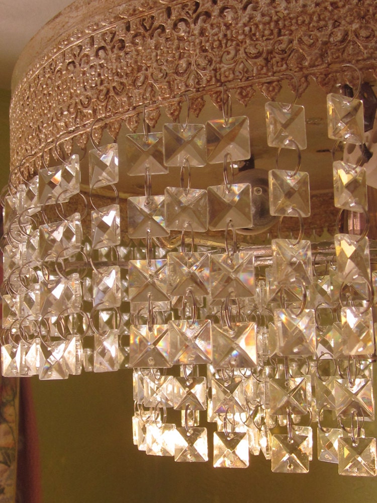 Chandelier, Hollywood Squares Crystal and Filigree, One of a Kind