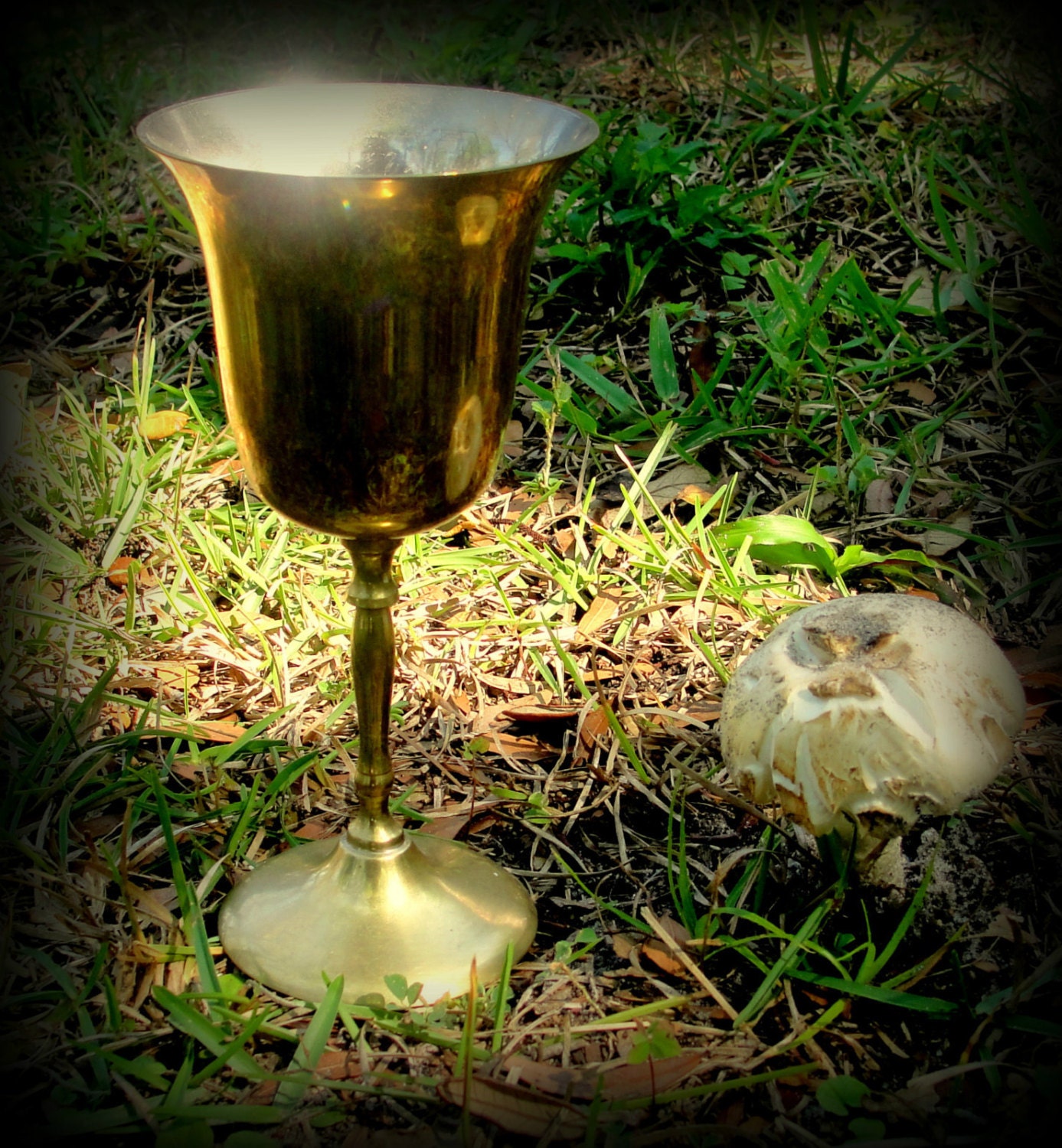 Brass Chalice Cast with Spell of Enchantment Gypsy Magick Altar Tool Wicca Witch Vintage Magic Spell Pagan