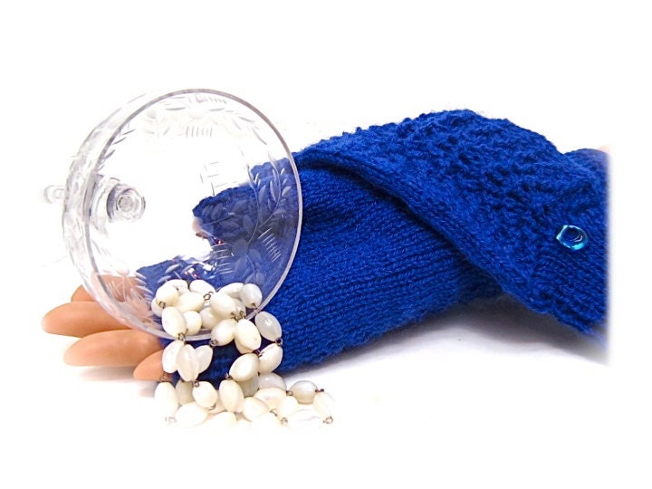 Fingerless Gloves Rich Cobalt blue Monaco Blue 2013 Pantone colors bead button options MADE TO ORDER