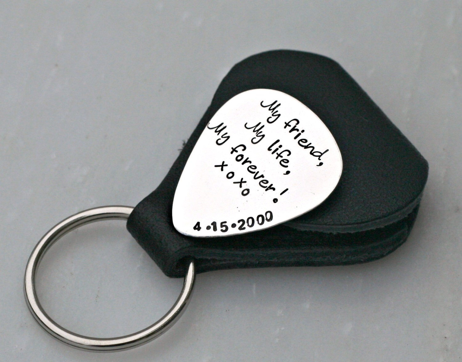 Personalized Guitar Pick with Leather Case - Sterling Silver Guitar Pick - Engraved Guitar Pick - Gift for Dad