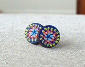 Wooden Fireworks Studs in Navy Combo