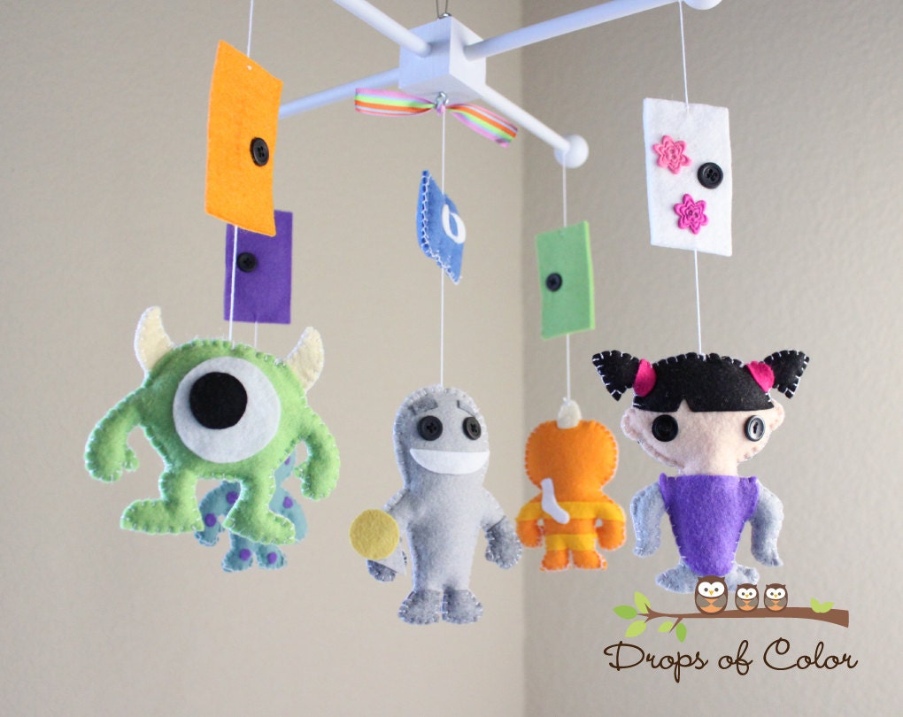 Baby Mobile - Baby Crib Mobile - Nursery Monsters Inc Mobile - Monsters and Doors - Boo, Sully, Mike