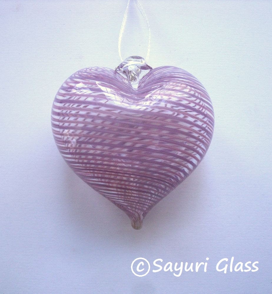 Pink Stripe Heart Ornament 2 : DISASTER RELIEF