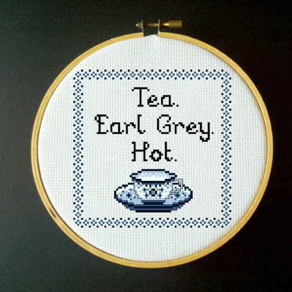 Tea. Earl Grey. Hot. - Cross Stitch PDF Pattern