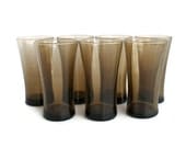 Smoke Brown Hi-Ball Glasses, set of seven
