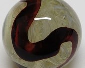 Winlock Marbles - Clear/Opaque/Oxblood - Uranium Yellow/Oxblood - Handmade Glass Marble