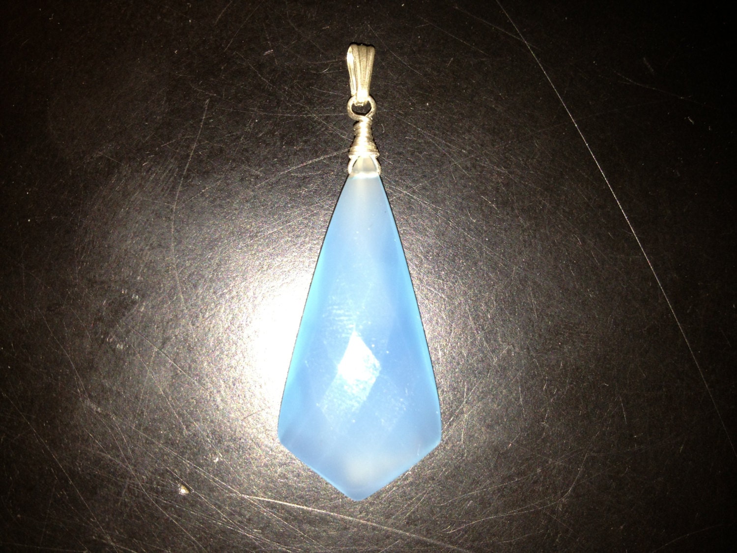 Sky Blue Chalcedony Kite Pendant Sterling Silver d