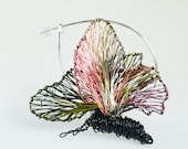 Black butterfly brooch.Handmade butterfly.Art jewelry.Unique jewelry.Wire wrapped insect.Sculpture jewelry.