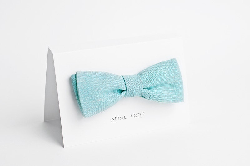Tiffany blue bow tie for men - double sided - APRILLOOKshop