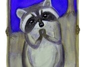 Mr. Reginald G. Raccoon and the Moon.  A Victorian Folktale Inspired Animal Portrait Illustration Art  Wall Print