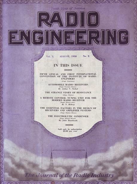 Buy car audio electronics magazine - Radio Engineering Magazine  August 1930 Car Radio Receivers Remote Control Tuning  Amplifier Design Electrolytic Condenser Tube Part Ads