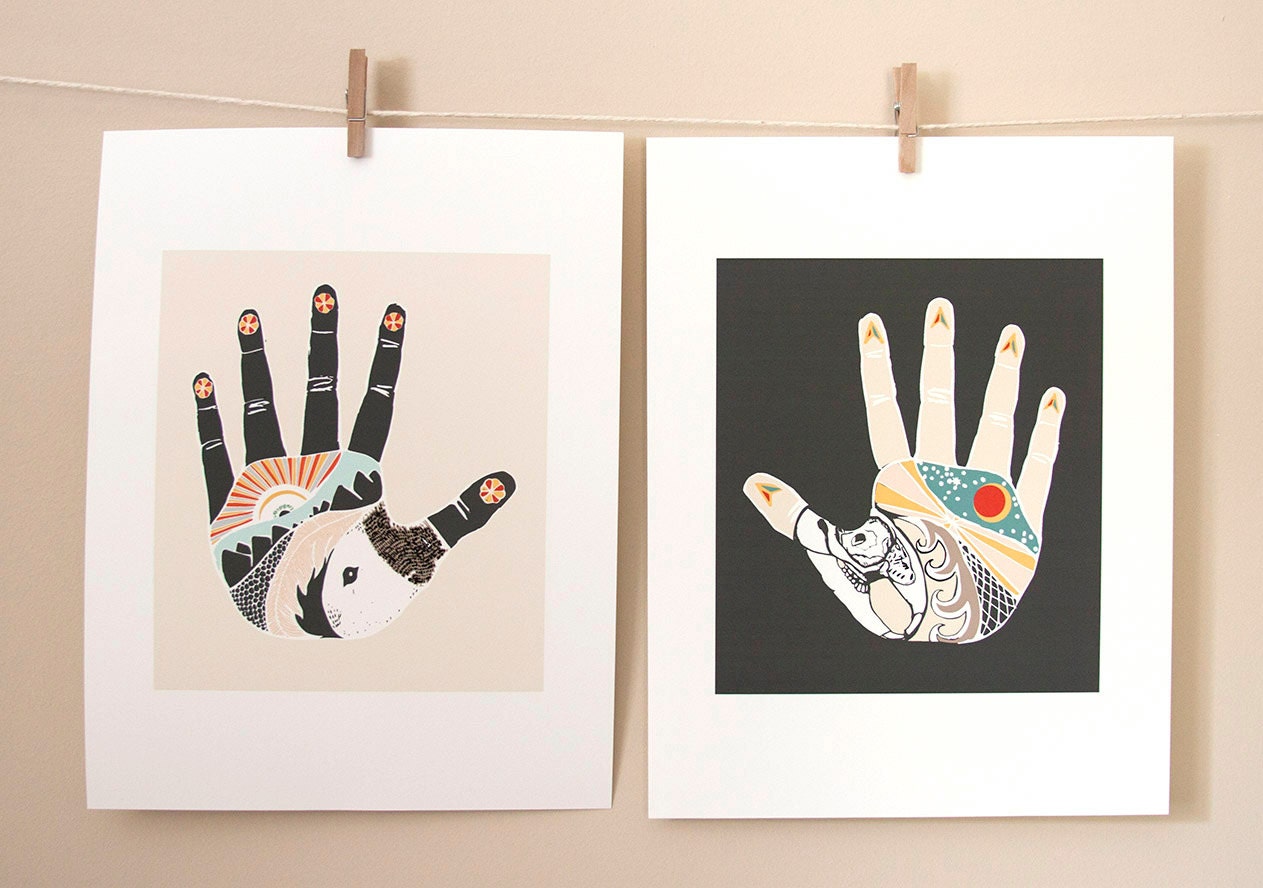 The Something Hand and The Nothing Hand, art print combo 8x10