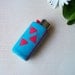 Cigarette Lighter Cover, Polymer Clay, Mini Bic lighter cover, turquoise and red