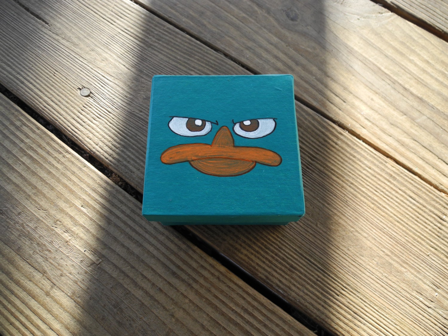 4"x4" Perry the Platypus papermache crayon/trinket box for boys