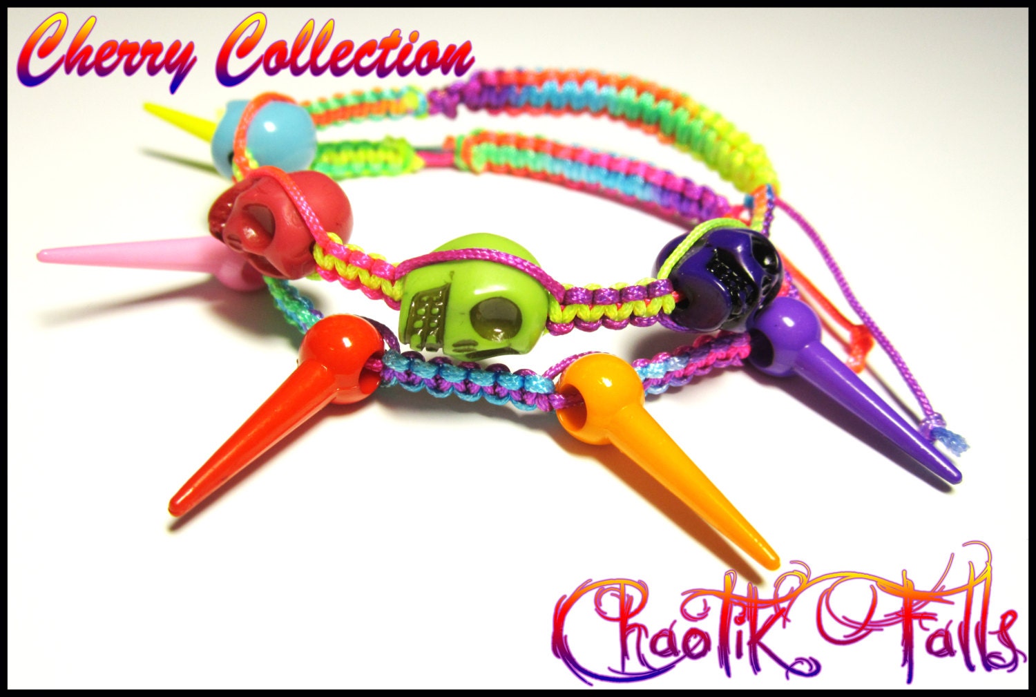 Rainbow Spikes and Skull Bead Bracelets