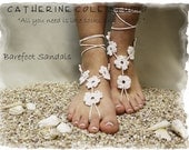 Barefoot sandals handmade  cotton  great for beach wedding summer slave sandals foot jewelry beachwear  resortwear Catherine Cole BF-1