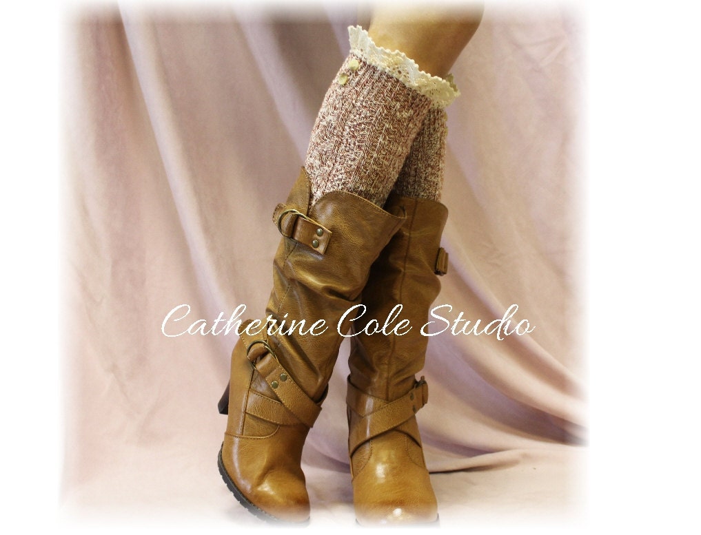 SIENNA Nordic Lace Boot Sock Something really special for your tall boots tweed cable knit long knee socks Catherine Cole made in USA BKS2BL