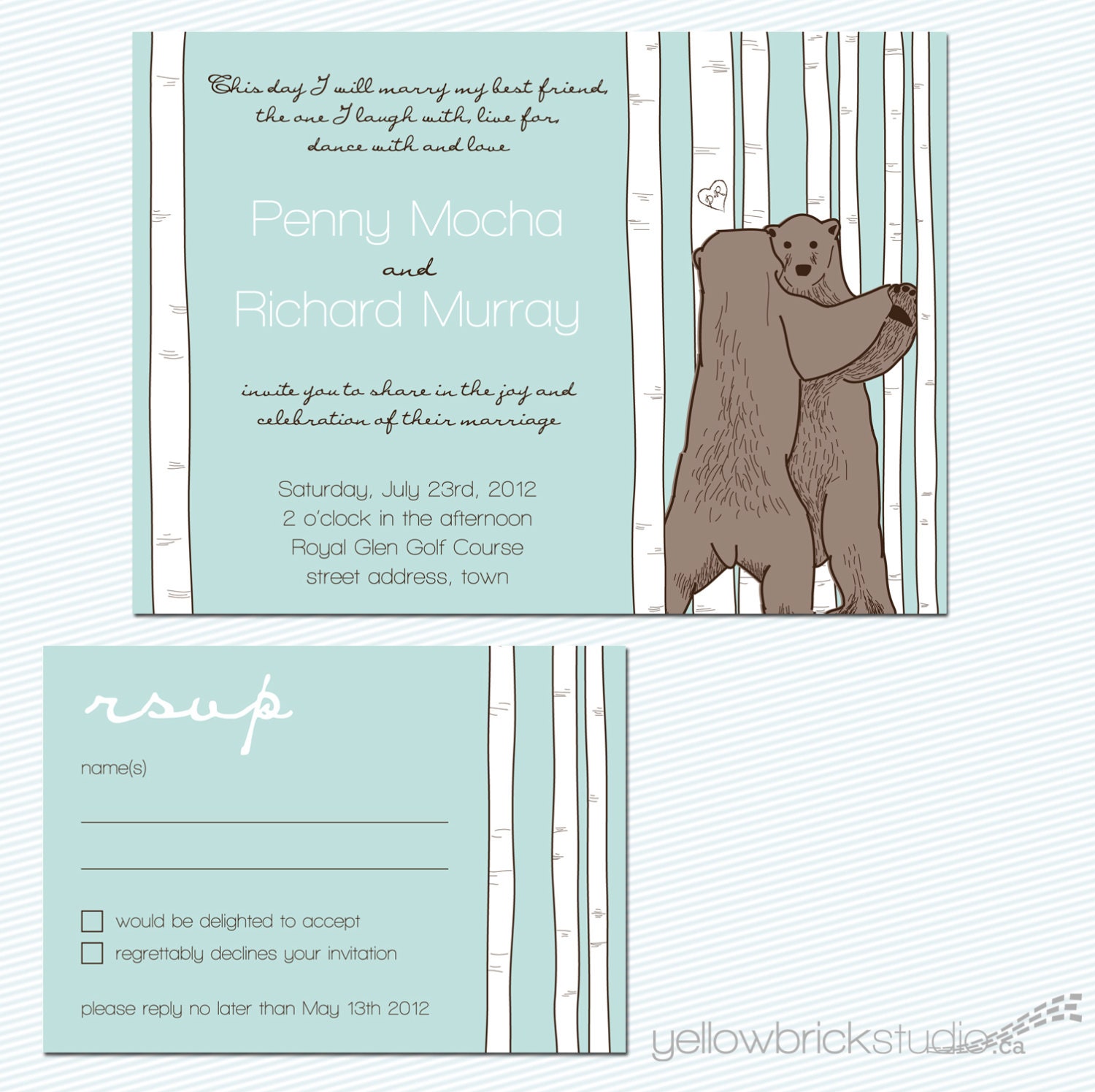 dancing bears invitation set - diy printable file by Yellow Brick Studio