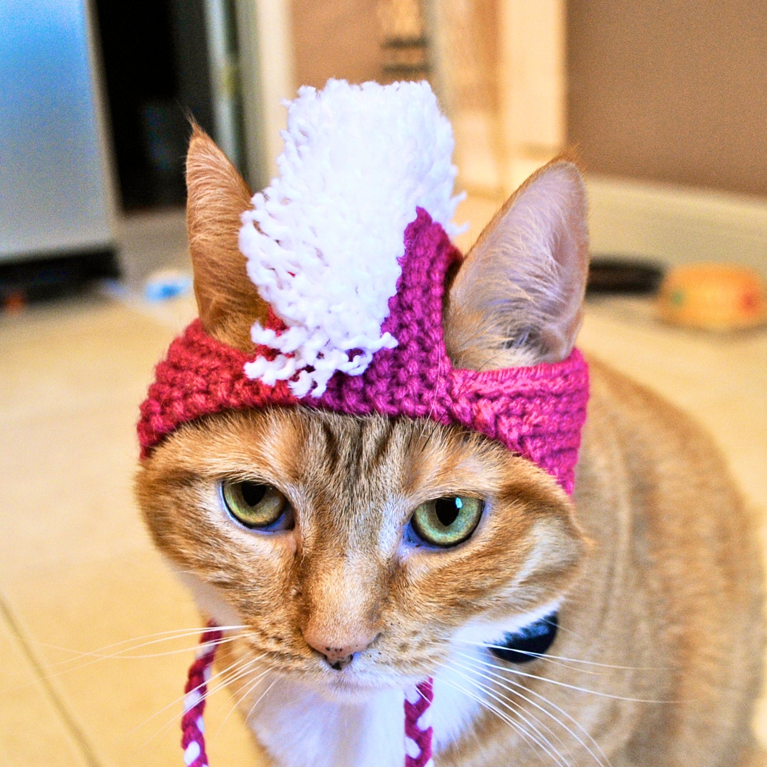 Mohawk Cat Hat - Pink and White