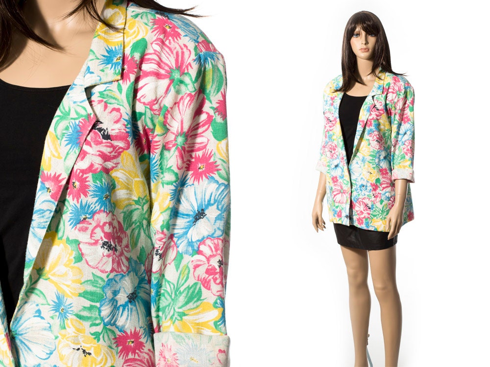 Vintage floral oversized blazer jacket