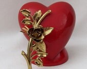 Vintage Single Rose CORO Brooch - Goldtone - Mint and Gorgeous
