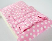 Coin purse wallet: Polka dot spot in candy floss pink and white with ruffle.