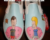 Hanpainted Beavis and Butthead themed shoes