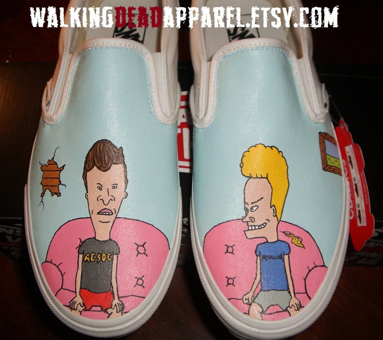 Hanpainted Beavis and Butthead themed shoes