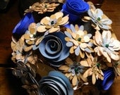 Made to order - Shade of Blue Paper flower bouquet - 32 flowers