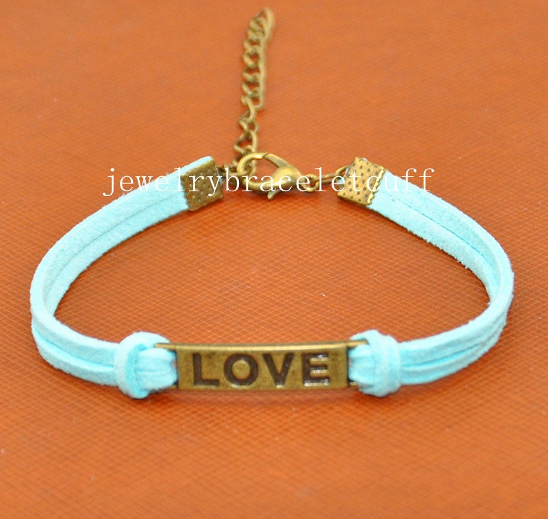 jewelry love Charm Bracelet - antique bronze ,  Leather  Bracelet-Personalized gift, Friendship gift ,the best choosen gift  SH-0830