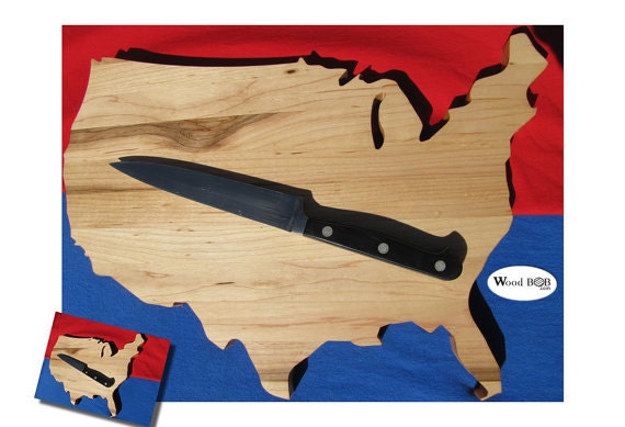 12'' USA Shaped Cutting Board by WoodBoB.COM